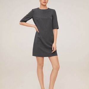 MANGO Pinstripe Print Dress in Grey NWT